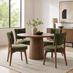 YOUNIKE Wood Frame Green Dining Chair, Chenille Fabric, Single Pack | Modern Ergonomic Upholstered Kitchen & Dining Room Chairs, Double-Layer Backrest, Comfy Soft Cushion, Easy to Assembly