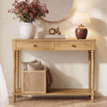 VASAGLE Mariel Collection - Console Table, Narrow Entryway Sofa Table with Drawers and Shelf, Solid Wood Legs, Mid-Century Modern, for Hallway Doorway Living Room, Natural Brown ULNT139K301S