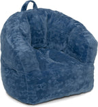 Delta Children - Serta Kids Plush Barrel Toddler Chair, Soft Foam Chair Bean Bag Chair Alternative for Boys and Girls, Cozy Seat for Reading, Watching Cartoons, Playroom Nursery Bedroom, Denim Blue