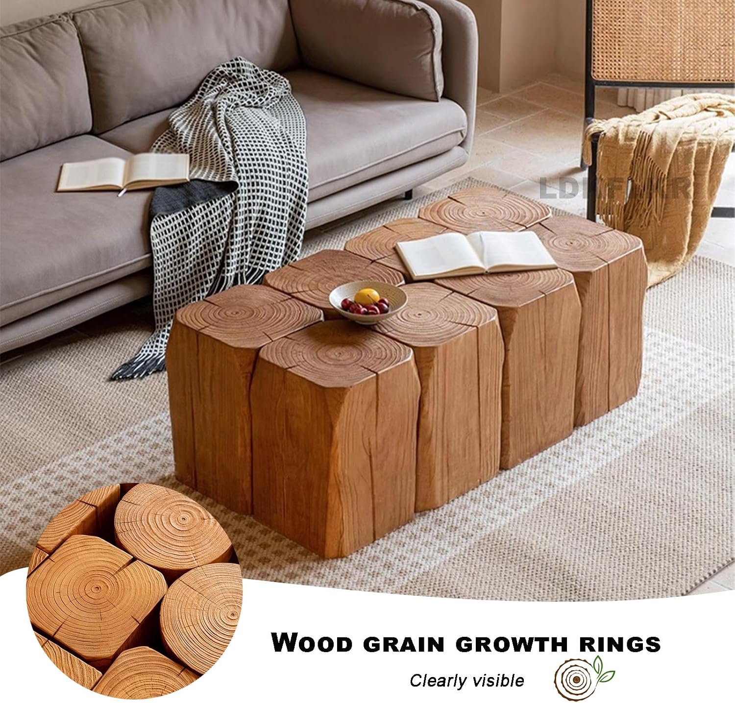 Solid Wood Small Side Table, Accent Table Freeform Natural Plant Stand Coffee Table Pedestal Display Stand Accent Stool for Living Room Bedroom Entryway Office Home Decor,N