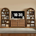 RALGEND Arched Bookshelf, 75.8" Tall Arch Bookcase with Storage, 6-Tier Farmhouse Book Shelf, Arched Cabinet, Wooden Bookshelf with Open Display Shelves, Adjustable Shelf, Office, Walnut