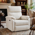 Power Rocking Chair Nursery with Adjustable Lumbar Support,Swivel Rocker Recliner with Overstuffed Armrests, Nursery Glider Recliner for Bedroom & Livingroom, USB & Type-C, Faux Leather Beige