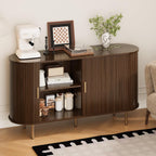 DHH Sideboard Buffet Cabinet with Storage,Mid Century Modern Fluted Accent Coffee Bar Console Table,Tambour Sliding Doors& Adjustable Shelf for Kitchen, Living Room, Entryway(Walnut,55 Inch)