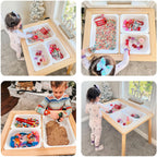 Asweets Sensory Table for Toddlers, Indoor Table with Storage Bins, Kids Play Activity Desk for Boys Girls Gift, 29''L x 20''W x 21''H, (3 White Bins)