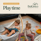 GiggleNest by BulGreco - Kids Foldable Hammock Swing for Toddler Fun, Nap, Play, Sleep. Wooden with Unique 2 Way Swinging Motion, Children 1.5+ to 6 years, up to 45" and 70lb. Rocker 100% Cotton Cloth