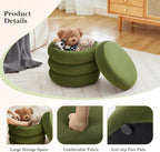 19.5 Inch Round Storage Ottoman, Modern Velvet Ottoman Coffee Table with Removable Top, Green Vanity Stool with Storage for Bedroom, Living Room, Dorm, Set of 2