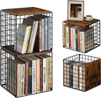Dmevkic 2 Cube DIY Stackable Small Bookcase,Bookshelf for Small Spaces,Cube Storage Organizer for Living Room, Bedroom, Home Office,12.2" x 12.2" x 12.2"