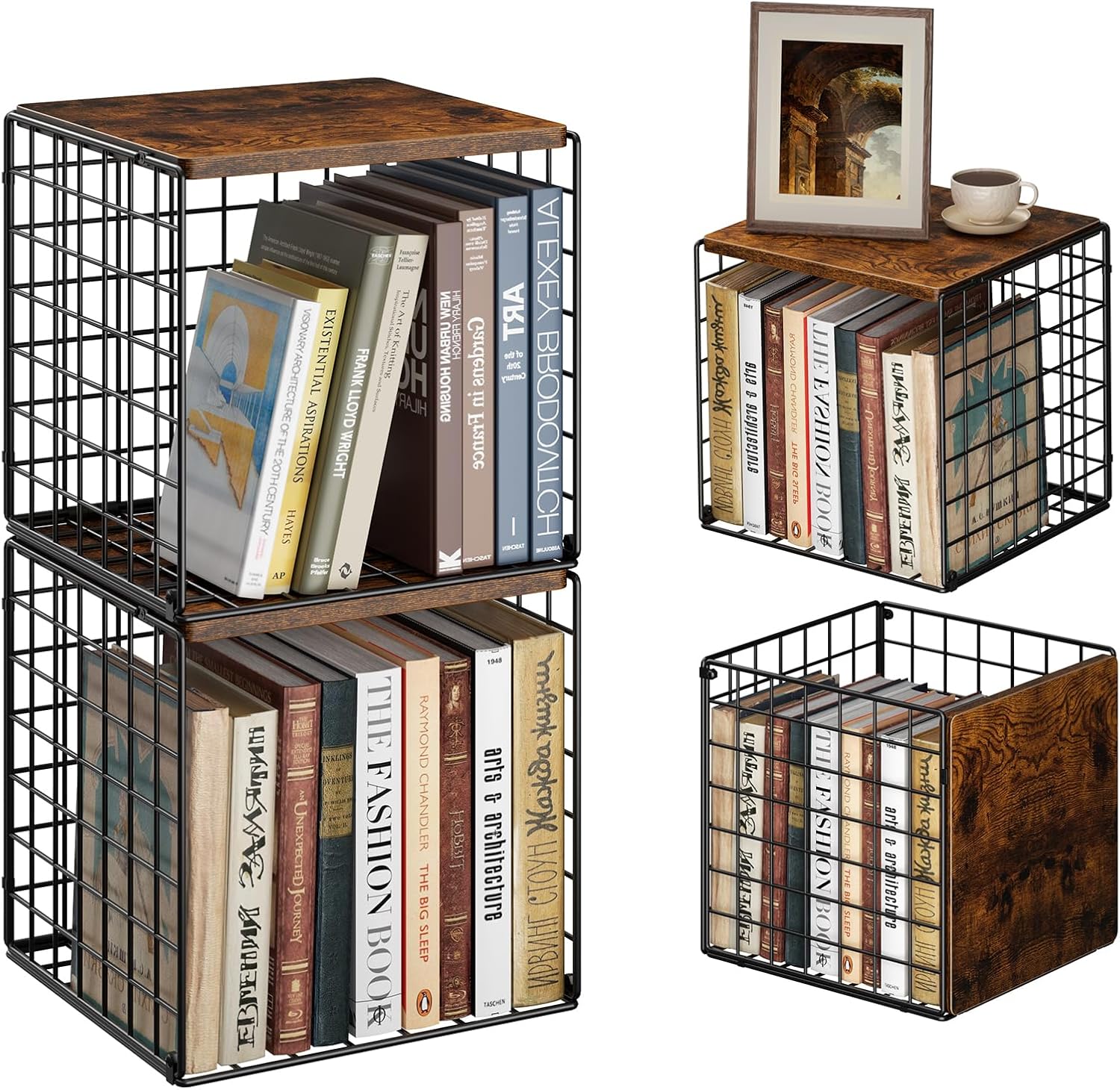 Dmevkic 2 Cube DIY Stackable Small Bookcase,Bookshelf for Small Spaces,Cube Storage Organizer for Living Room, Bedroom, Home Office,12.2" x 12.2" x 12.2"