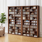 LEVNARY 71" Media Storage Tower, 22-Compartment Multimedia Cabinet with Adjustable Shelves, Fluted Grooved Sides, Anti-Tip Kit, for Movies, Games and Books (Walnut)