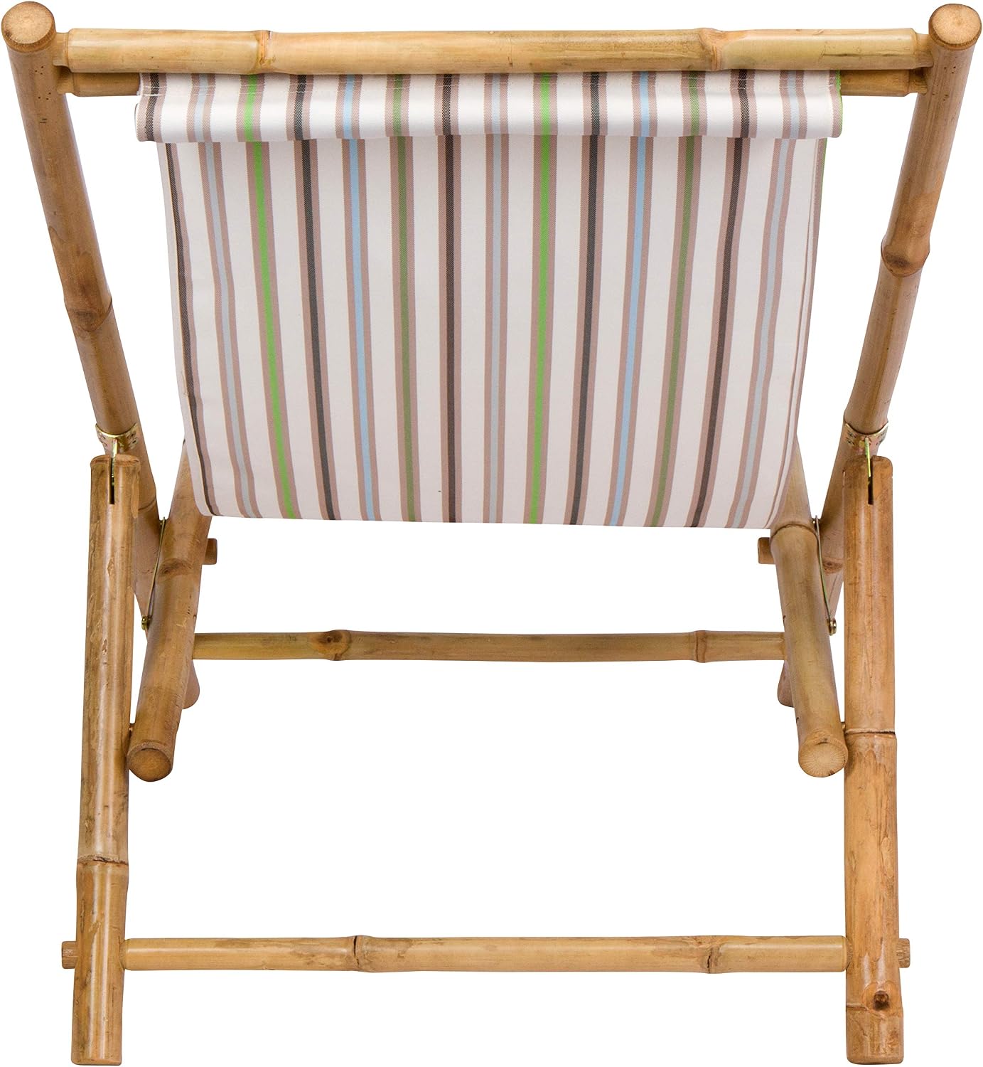 Statra Folding Bamboo Sling Chair Set of 2, White Stripes