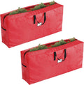 Set of 2 Christmas Tree Storage Bags - Fits 9-Foot Artificial Tree Each - Protect Holiday Decorations from Moisture and Damage by Elf Stor (Red)
