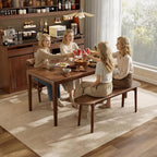 DONGMUWUEJEE 100% Solid Wood Dining Bench, Wood Bench for End of Bed with Rounded Corners, Entryway Benches for Farmhouse, Kitchen, Living Room and Plant Stand (Walnut, 39.4" D x 11.8" W x 19.7" H)