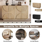 Modern Vintage Arched Door Buffet Sideboard, 56’’W Credenza Storage Cabinet with Adjustable Shelves & Cable Management, Media Console Accent Cabinet for Living Room Hallway Dining, Natural