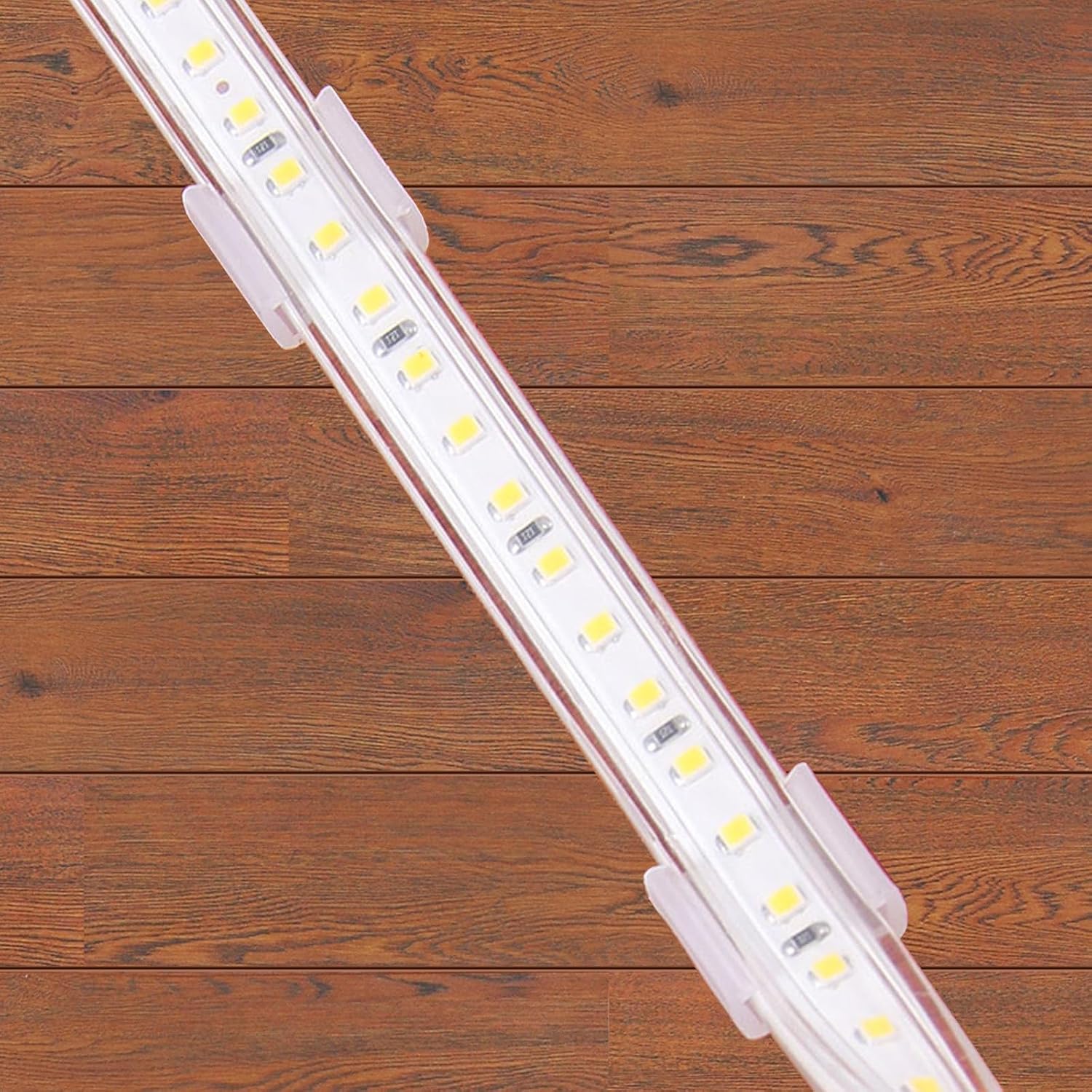 PATIKIL LED Strip Light Clips, 100 Pack Mounting Bracket Fixing Clips Plastic Clamp Holders with Screws for 18mm-20mm Neon RGB Light Cable Ribbon, Translucent