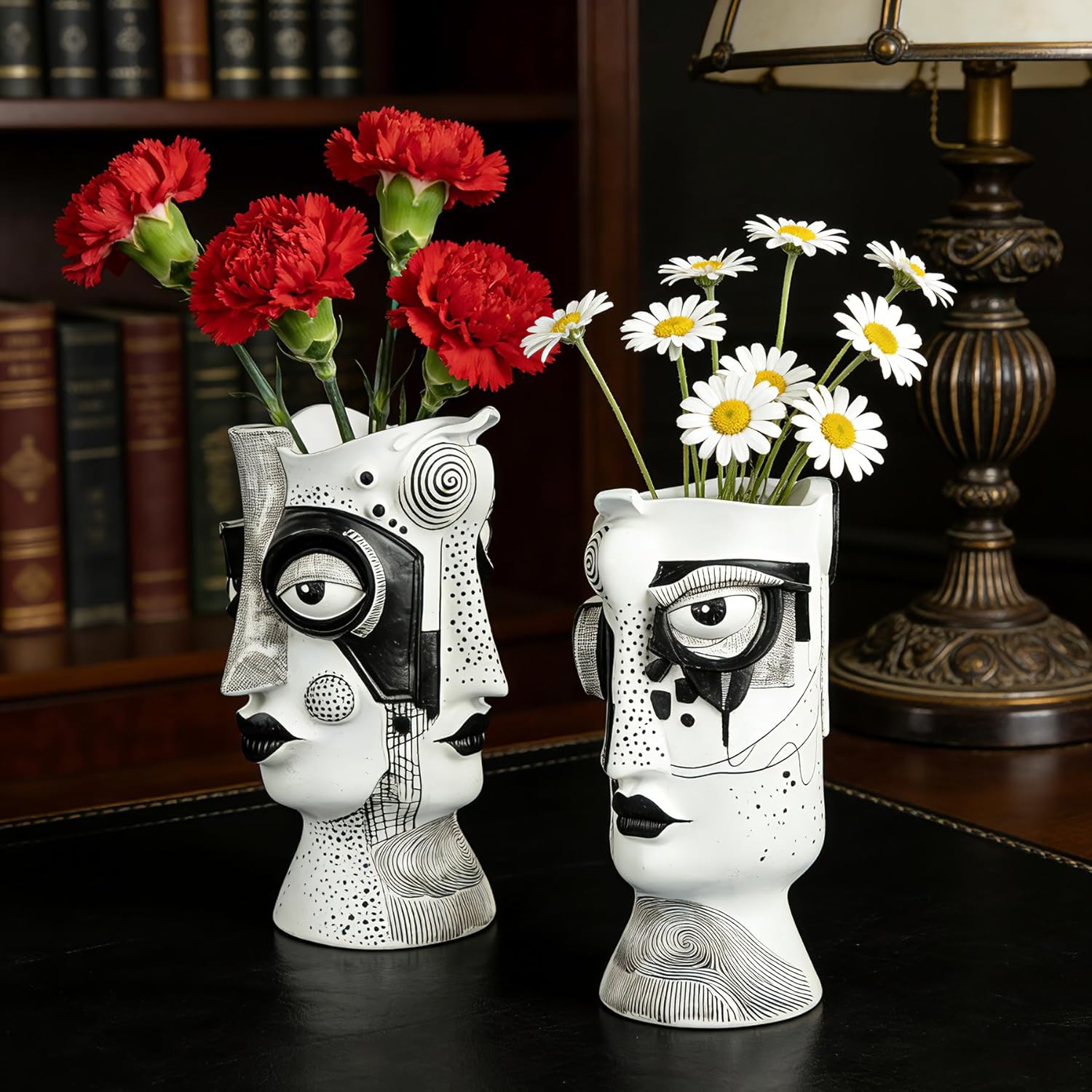 Face Vase - Flower Vase Unique, Funny Cool Abstract Art Decor Vase for Plants, Boho Flower Vase for Home Living Room Office Book Shelf