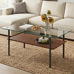 Glass Coffee Table Modern Center Table, Coffee Table for Living Room, Tempered Glass-top with Sturdy Metal Frame, Easy Assembly, Clear