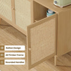 Farini 59.1" Buffet Cabinet with 3 Rattan Doors,Kitchen Sideboard for Dining Room, Hallway & Living Room, Coffee Bar Storage Console Table,Natural