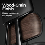 TOMU Genuine Leather Office Desk Chair, Ergonomic Leather Executive Office Chair, Upgraded Wood Grain Finish and S Curve Back with Solid Aluminum Frame, Luxury and Mordern
