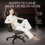 Dowinx Gaming Chair Office Chair PC Chair with Massage Lumbar Support, Vintage Style PU Leather High Back Adjustable Swivel Task Chair with Footrest (Brown)