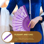 VILLCASE 8pcs Chinese Folding Hand Fans Vintage Retro Style Foldable Handheld Fans for Women Summer Dance Party Decoration