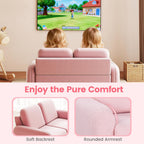 INFANS Kids Sofa, 2 Seat Soft Thick Upholstered Couch with Plush Fabric Solid Wooden Frame, Armrest Chair Lounge for Playroom Kids Boys Girls
