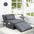 Naomi Home 4-in-1 Folding Chair Bed, Space-Saving Convertible Sleeper Sofa for Apartments & Guest Rooms, Adjustable Backrest, Linen Fabric, Includes Support Pillow in Gray
