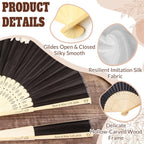 HJX Personalized Wedding Fans for Guests Custom Engraved Bulk Silk Folding Fans Favors for Party
