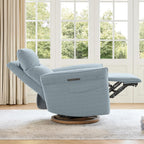 CHITA Power Recliner Chair, Electric Triple-Motor Swivel Glider Nursery Rocking Chair with Adjustable Power Headrest and Lumbar Support, GREENGARD Gold Certified, Solid Wood Base, Baby Blue