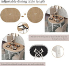 Knocbel Farmhouse 4-Person Extendable Dining Table Set, 5-Piece Dinette Set with Upholstered Nailhead Trim Chairs, Kitchen Dining Room Small Space Furniture Set (Oak Natural and Antique White)