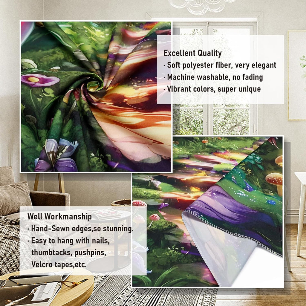 Amonercvita Fantasy Forest Tapestry Magical Trees Tapestries Galaxy Space Wall Tapestries Psychedelic Plant Floral Tapestry Wall Hanging for Home Decor