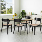 AVAWING Black Wood Dining Chairs Set of 4, Farmhouse Dining Chairs with Cane Seat and Curved Back for Kitchen & Dining Room