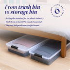 HOMZ 2-Pack Under Bed Storage, Clear Plastic Containers with Lids, 60 Quart, Gray Latch - Stackable Underbed Organizer Bins for Shoes, Bags, Clothes, and Towels