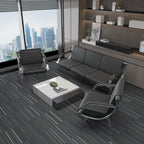 wonline 5 Seat Waiting Room Chair with Armrest PU Leather Office Furniture, Office Guest Seating Lobby Conference Reception Chairs for Airport Clinic Hospital Bank Salon Barber(Black)