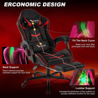 Gaming Chair for Adults, Ergonomic Gamer Chair with Footrest,Pocket Spring Cushion, Computer Office Desk Reclining Chair with Enlarged Metal Base, Linkage Armrests, Lumbar & Headrest Black & Red