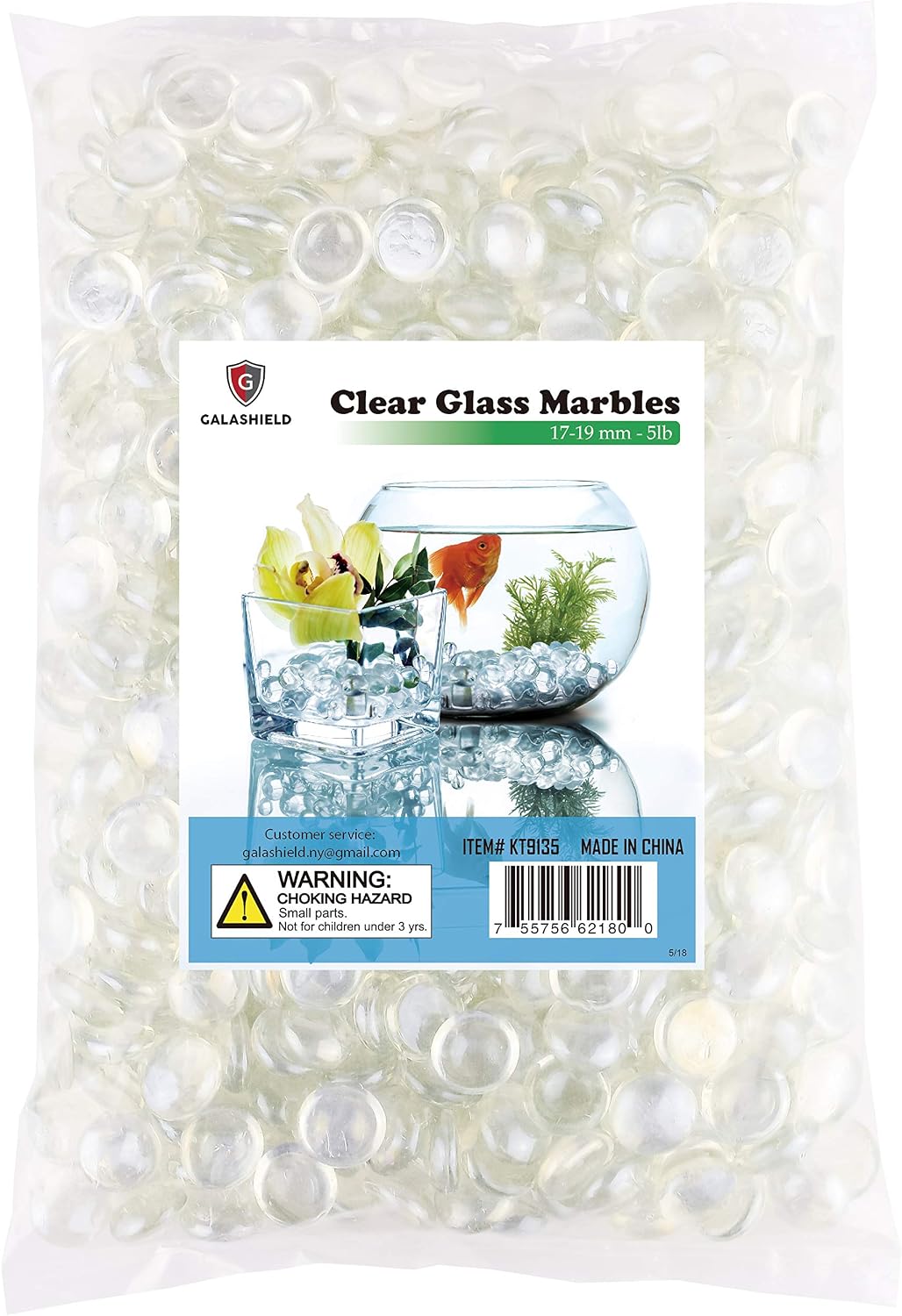 Clear Flat Glass Marbles Vase Filler Beads (5lb, 500 Stones) | Glass Pebbles, Mancala Gems