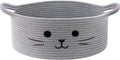 13.8" x 6" Cat Toy Basket, Woven Basket for Living Room Home Décor, Medium Empty Gift Baskets for Nursery, Cotton Rope Baskets for Cats Bed, Grey