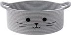 13.8" x 6" Cat Toy Basket, Woven Basket for Living Room Home Décor, Medium Empty Gift Baskets for Nursery, Cotton Rope Baskets for Cats Bed, Grey