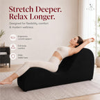Naomi Home Yoga Chair for Adults - Ergonomic Yoga Chaise Lounge Bench, Wood & Metal Frame, 330 lb Capacity, Upholstered Microfiber Lounge for Deep Stretching, Relaxation & Creative Comfort - Black