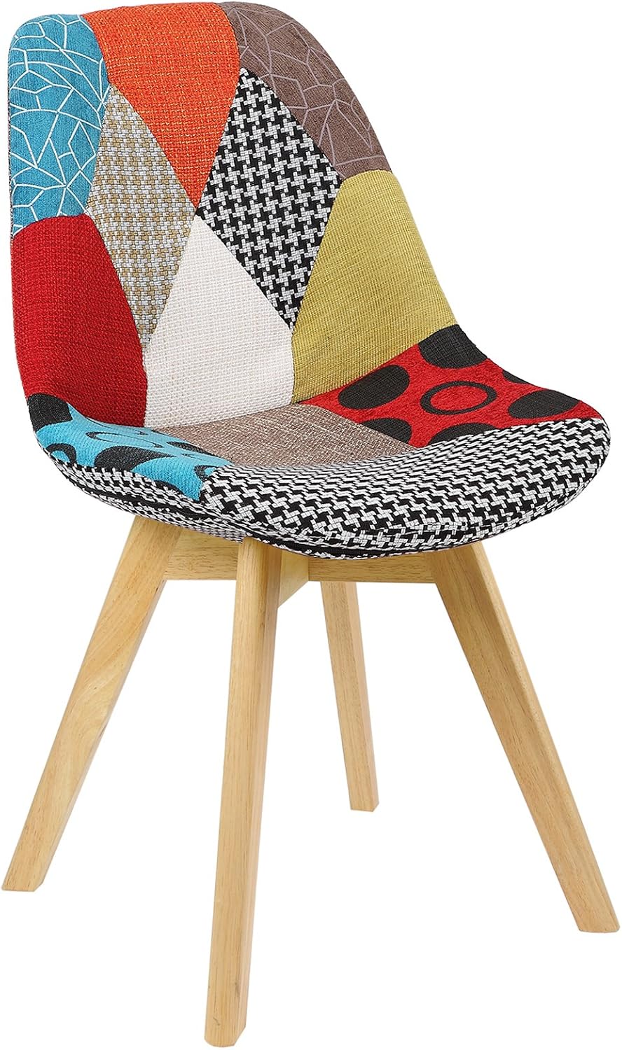 WOLTU BH29mf-4 Set of 4 Multi-Coloured Linen and Wood Dining Chairs Kitchen Chairs