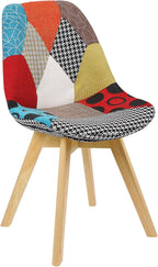 WOLTU BH29mf-4 Set of 4 Multi-Coloured Linen and Wood Dining Chairs Kitchen Chairs