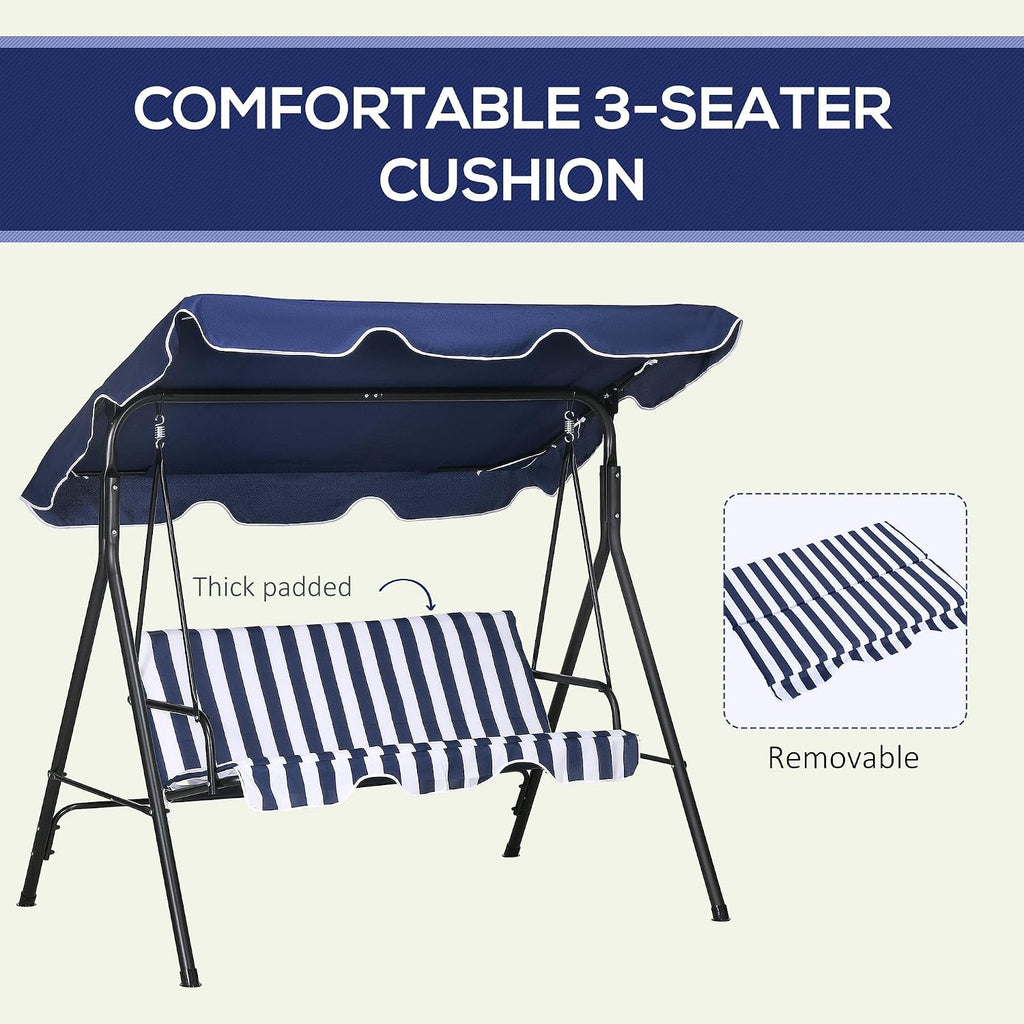 3-Person Outdoor Patio Swing Chair with Adjustable Canopy