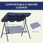 3-Person Outdoor Patio Swing Chair with Adjustable Canopy