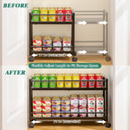 2-Tier Expandable Rolling Pantry Cart with Wheels, Adjustable Floor Organizer for Kitchen Pantry, Can Organizer for Pantry, Storage Cart for Snack, Food, Vegetables, Black, Patent Pending