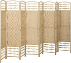 HOMCOM 8 Panel Room Divider, Folding Privacy Screen, 5.6' Room Separator, Wave Fiber Freestanding Partition Wall Divider, Natural