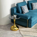 17 inches Metal Small RoundSofa Side Table, Coffee Drink Cocktail Table, Small Accent Pedestal Table for Living Room Corners and Small Spaces