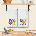 FUTBU Cat Hand Towels for Bathroom - Set of 2, Embroidered Cat Lover Gifts, Soft Cotton 14x30 Inches