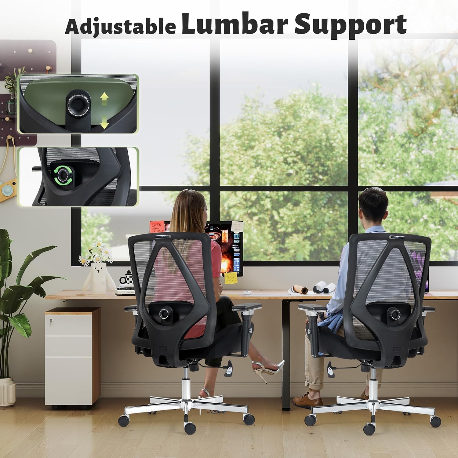 600LBS Big and Tall Office Chair,Ergonomic Mesh Office Chairs with Thicken Oversized Spring Cushion,Executive Computer Desk Chair Adjustable Upgraded 4D Armrests for Home Office,Black