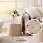 Ya-Home Modern Round Coffee Tables Nesting Table, Wood Set of 2 End Table Side Table for Living Room Balcony Office, No Assembly Required