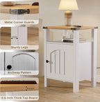 Farmhouse End Tables Set of 2 with Charging Station, White Nightstands with USB Ports & AC Outlets, Side Tables with Storage Cabinet and Open Shelf for Bedroom, Living Room, Apartment, 2026, Modern
