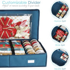 Hearth & Harbor Wrapping Paper Storage Container and Clear Wrap Paper Holder - Christmas Storage Bag with Interior Pockets - Fits Up to 36 Rolls of 40" - Tear Proof, Blue